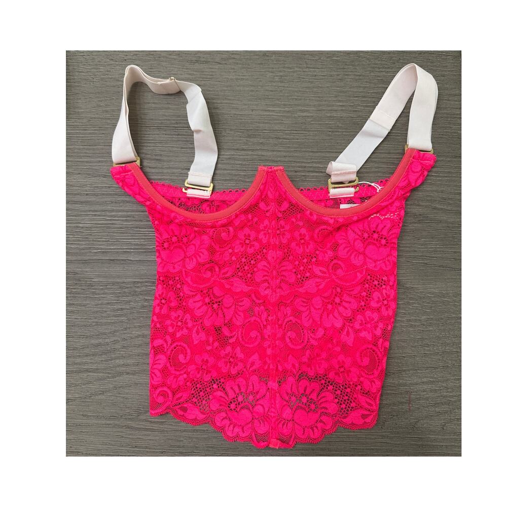 We Are HAH Free People Bust a Move Pink Lace Bustier, Size XS